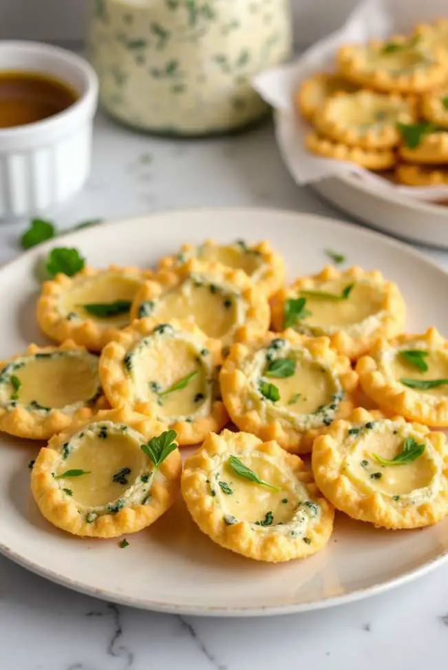 Spinach Dip Cheese Crisps on Baking Sheet – Fresh from the Oven