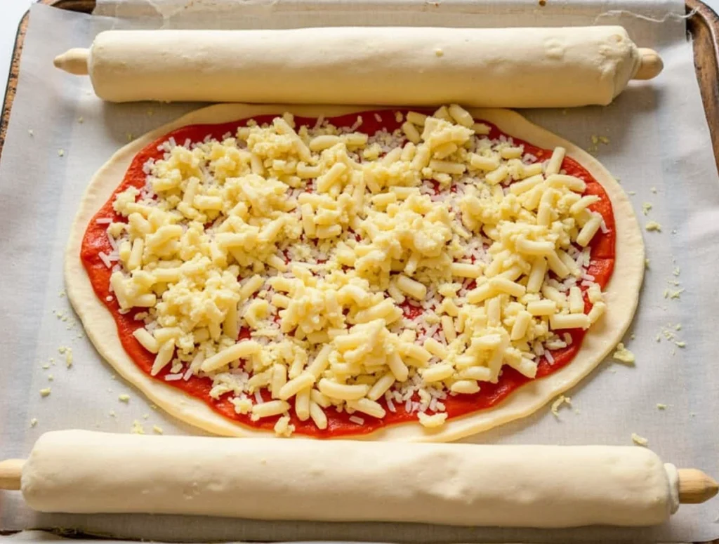 Golden-baked cheesy garbage bread stuffed with chicken sausage, pepperoni, and melty mozzarella, served with marinara sauce