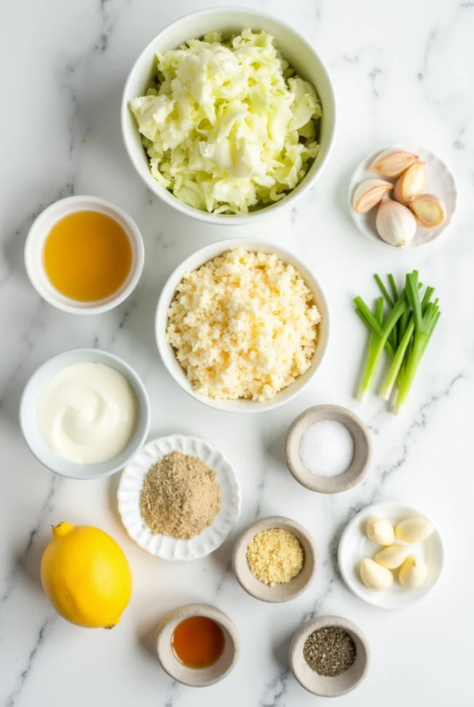 Crispy Parmesan cabbage fritters with creamy roasted garlic dip