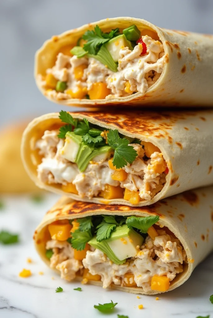 Golden grilled Chicken Avocado Ranch Burritos filled with creamy avocado, cheddar, and ranch, sliced in half on a rustic white plate