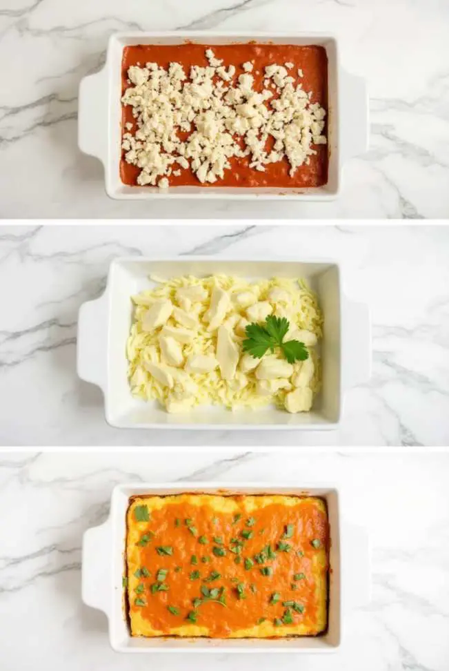 Homemade easy chicken enchiladas served with cheesy sauce, fresh cilantro, and sliced avocado on a marble table