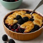 Warm Sweet Blackberry Cobbler Magic Ingredients on Marble Counter