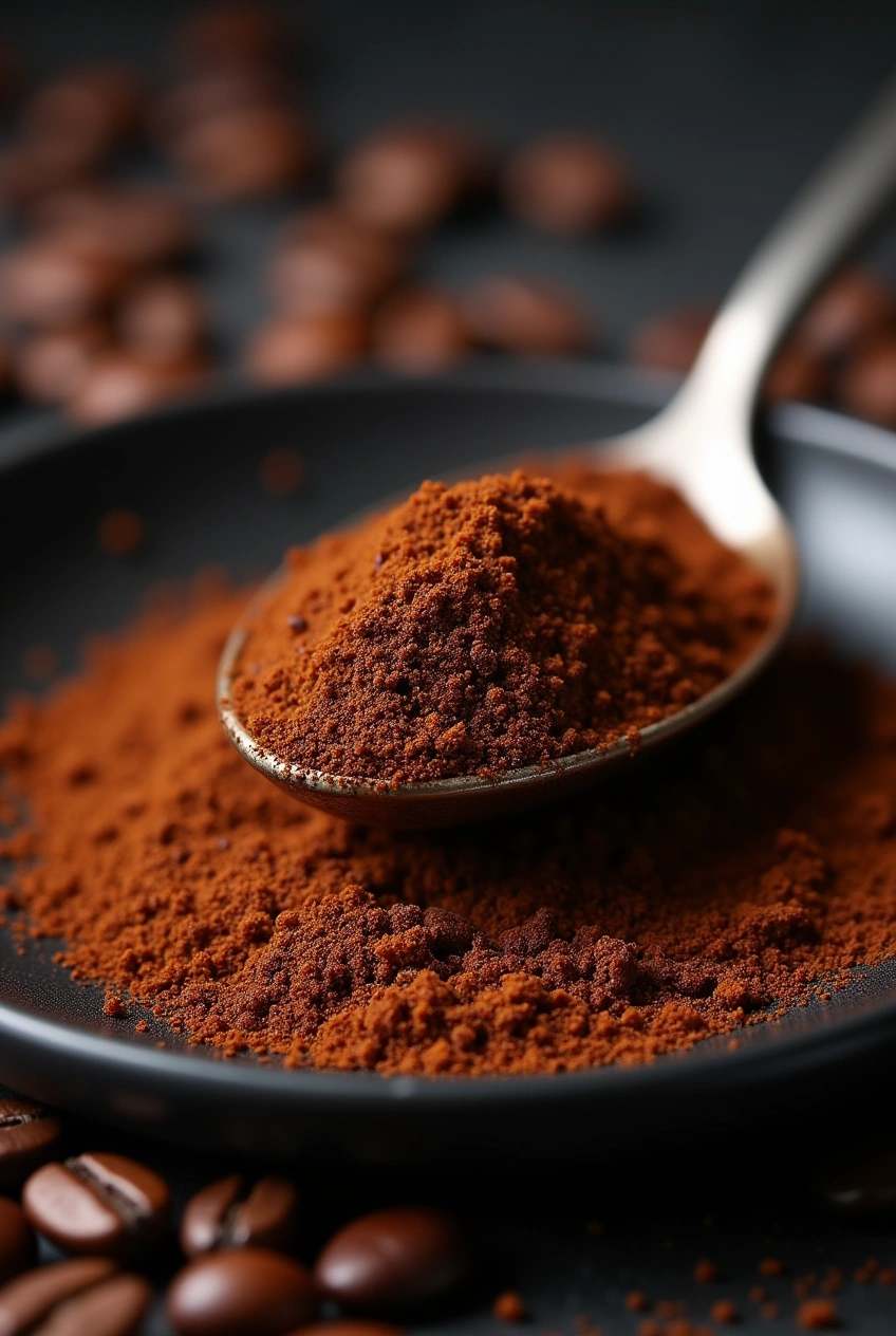 Bold and smoky homemade coffee rub seasoning with spices in a small bowl on a wooden table