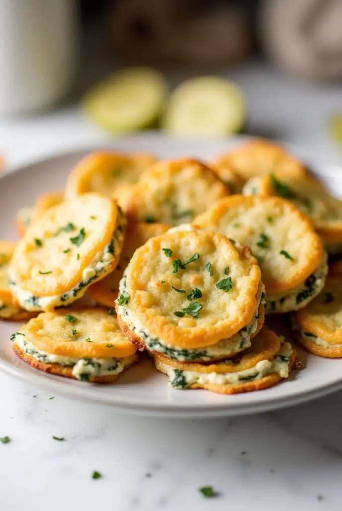 Spinach Dip Cheese Crisps on Baking Sheet – Fresh from the Oven