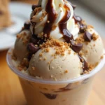 Close-up of creamy homemade coffee ice cream in a bowl