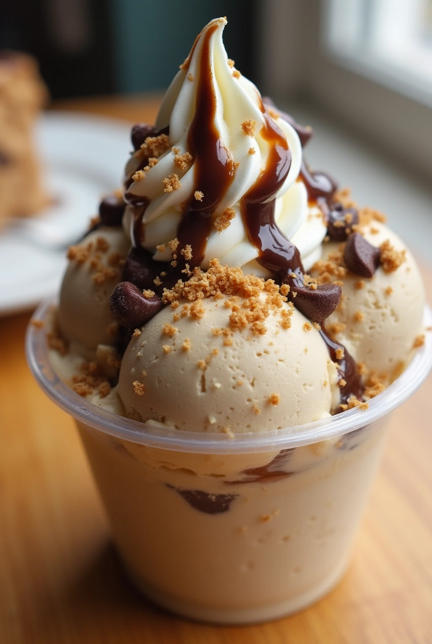 Close-up of creamy homemade coffee ice cream in a bowl