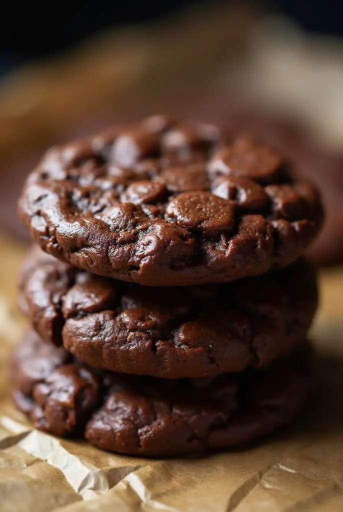 A batch of no-bake chocolate oat cookies on a white marble surface with rustic texture and glossy chocolate finish